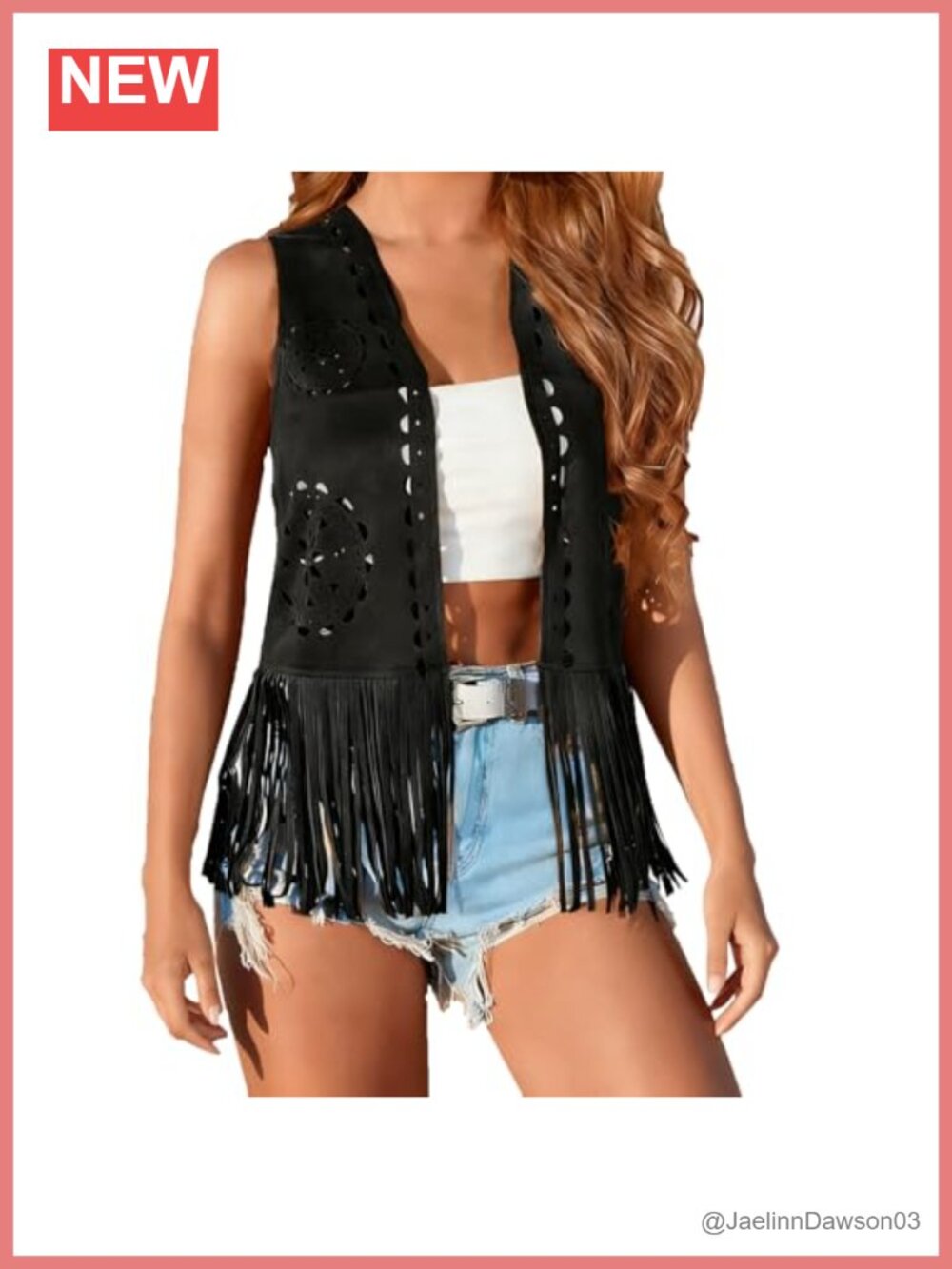 Faux Suede Tassel Vest Sleeveless Open-Front Western Hippie
